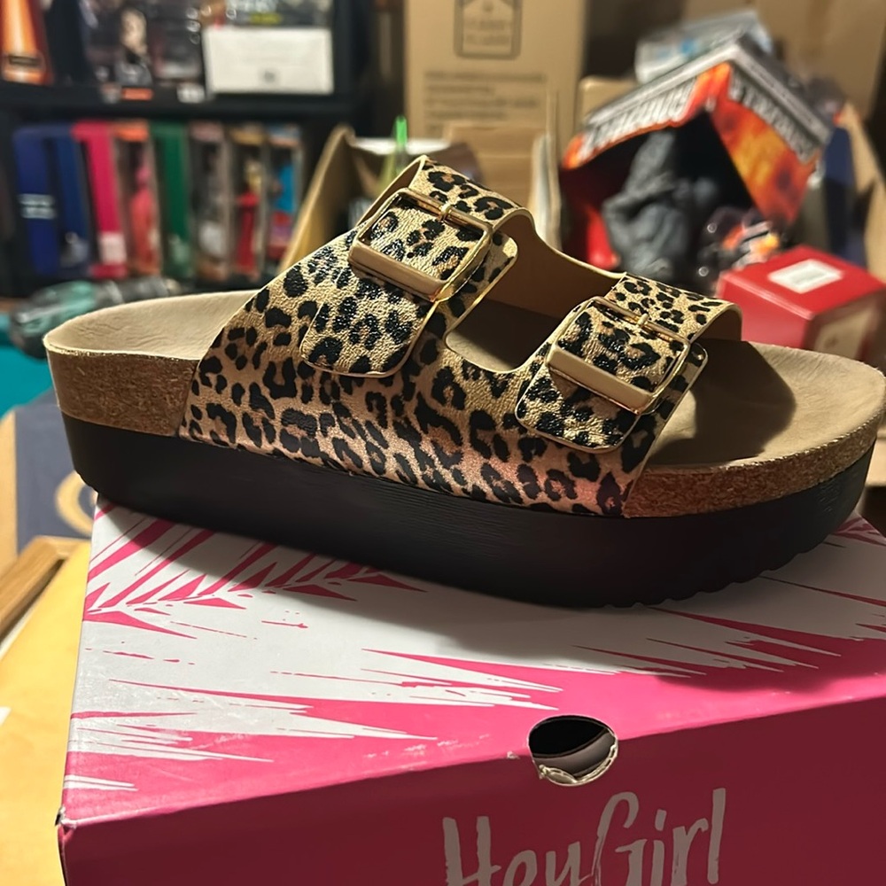 Hey Girl by Corky’s Gold leopard Sandals